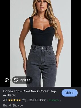 Showpo. Donna Cowl Neck Corset Top — Black